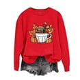 thumbnail image 1 of HOMBOM Lightweight Sweatshirt for Women Red Casual Crew Neck Pullover Graphic Thanksgiving Womens Tops Long Sleeve, 1 of 4