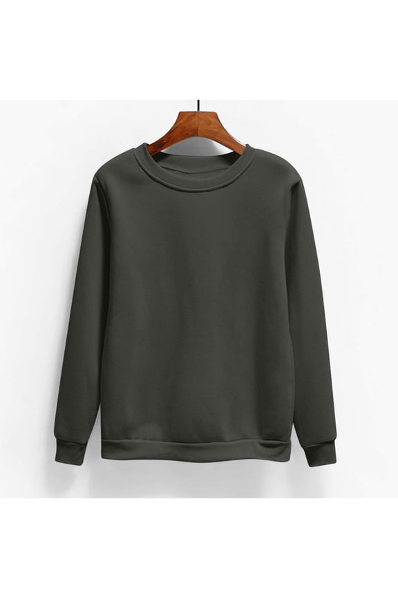 Lightweight Sweatshirts Women Plain Crew Neck Black Long Sleeve Casual Pullover Soft Sweatshirt L