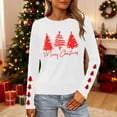 thumbnail image 1 of HOMBOM Long Sleeve Tops for Women Plus Size Christmas Holiday White Xmas Santa Ugly Females T Shirts Crewneck, 1 of 9