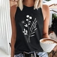 thumbnail image 1 of HOMBOM Loose Fit Muscle Tank Tops for Women Black Dressy Leaf Print Crew Neck Sleeveless Tunic Blouse, 1 of 4