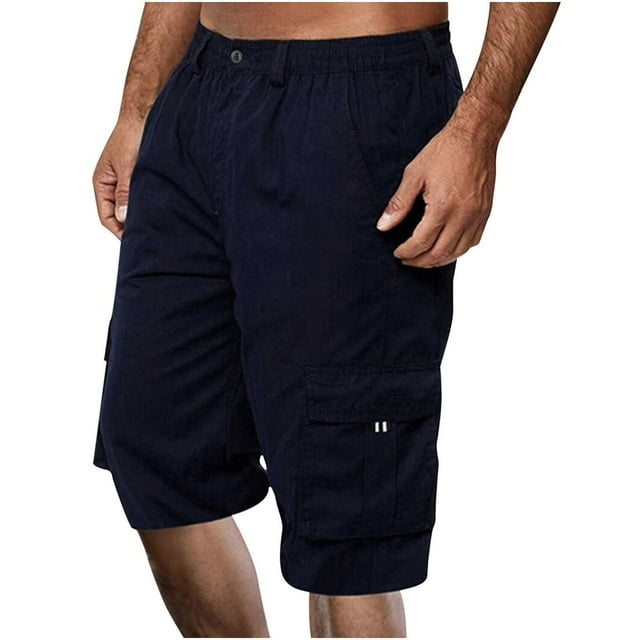 HOMBOM Mens Shorts,Men Casual Solid Knee Length Cargo Pants With Pocket
