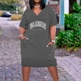 thumbnail image 1 of HOMBOM Mid-Length Dresses for Women Dark Gray Summer V-Neck A-Line 2024 Floral Plus Size Short Sleeve Dress XL, 1 of 5