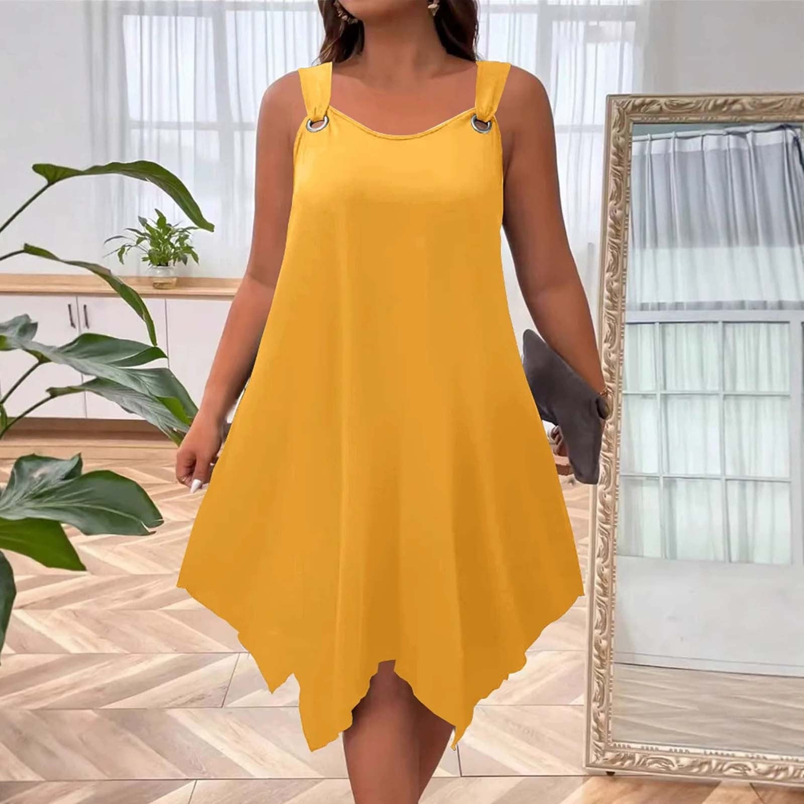 Hombom Midi Dresses for Women Gold Tent Plus Size Birthday Asymmetrical Hem Solid Summer Crew Neck Dresses Women, Women's, Size: 2XL(US:12) Hombom Midi Dresses for Women Gold Tent Plus Size Birthday Asymmetrical Hem Solid Summer Crew Neck Dresses Women, Women's, Size: 2XL(US:12)