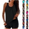thumbnail image 1 of HOMBOM Modest Plus Size Tankini Two Piece Swimsuit Swimwear for Curvy Women,Black 3XL, 1 of 7