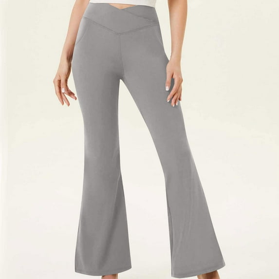 HOMBOM No Front Seam Fleece Leggings for Womens Gray High Waisted Workout Warm Buttery Soft Ladies Pants Sports XL