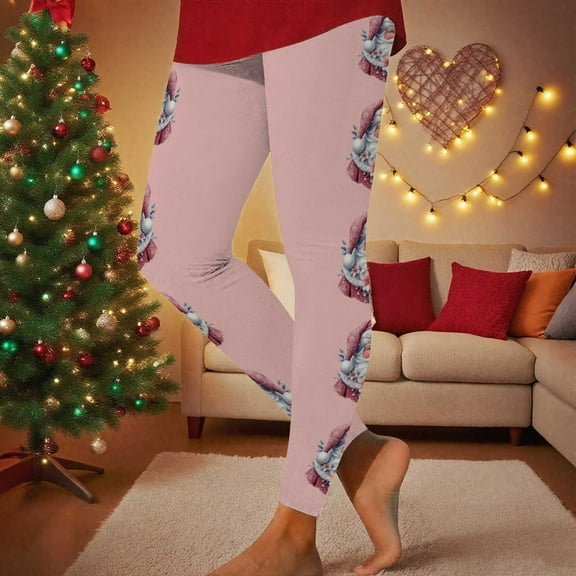 HOMBOM No Seam Leggings for Womens Tummy Control High Waisted Christmas Non See Through Leggings Yoga Buttery Soft Ladies Pants Pink