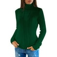 thumbnail image 1 of HOMBOM Oversized Sweater for Women Green Turtleneck Long Sleeve Cable Knit Solid Casual Sweaters L, 1 of 5