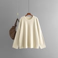 thumbnail image 1 of HOMBOM Oversized Sweaters for Women Crew Neck Beige Solid Casual Long Sleeve Ribbed Sweaters Free Size, 1 of 3
