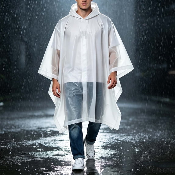 HOMBOM PVC Rain Poncho for Adults Waterproof Raincoat Reusable Outdoor Hooded Daily Mens Rain Jacket Lightweight