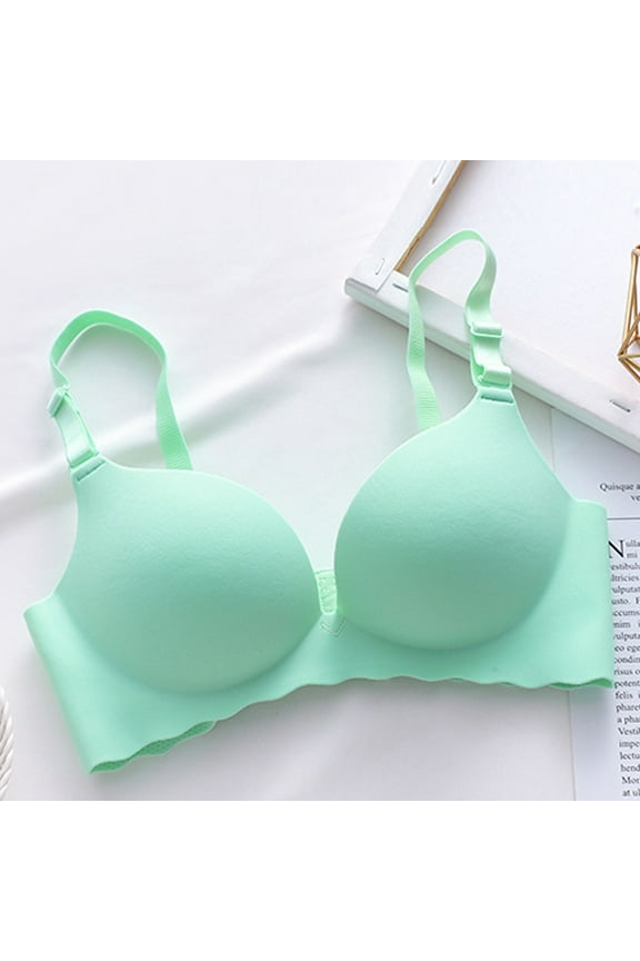 Padded Womens Daily Wear Comfy Bras Push-Up Wire-Free Mint Green Balconette Bra Daily Bra XL