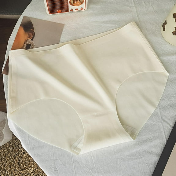 HOMBOM Panties for Women No Show Seamless White Briefs Cotton High Waisted Full Coverage Ladies Underwear L