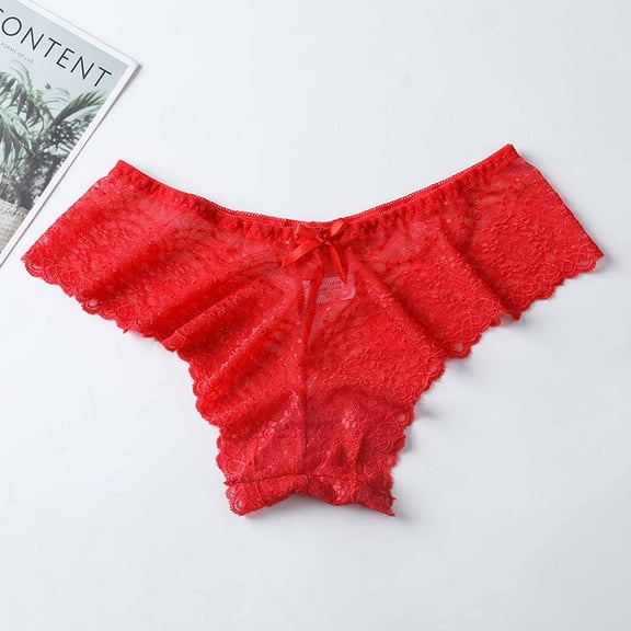 HOMBOM Panties for Women Pack Sexy Cheeky Lace Breathable Red Breathable Underwear for Women M