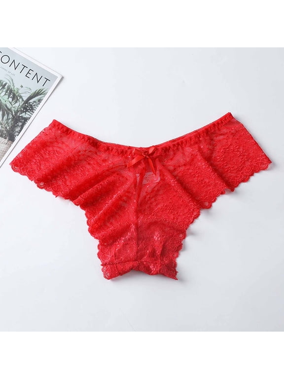 Panties for Women Sexy Cheeky Lace Red Breathable Breathable Underwear for Women S