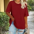 thumbnail image 1 of HOMBOM Plus Size T Shirts for Women Oversized Fashion Basic Red Short Sleeve Spring Ladies Tees 4XL, 1 of 6
