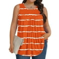 thumbnail image 1 of HOMBOM Plus Size Tank Tops for Women 2025 Orange Dressy Crew Neck Sleeveless Striped Tunic Blouse, 1 of 6