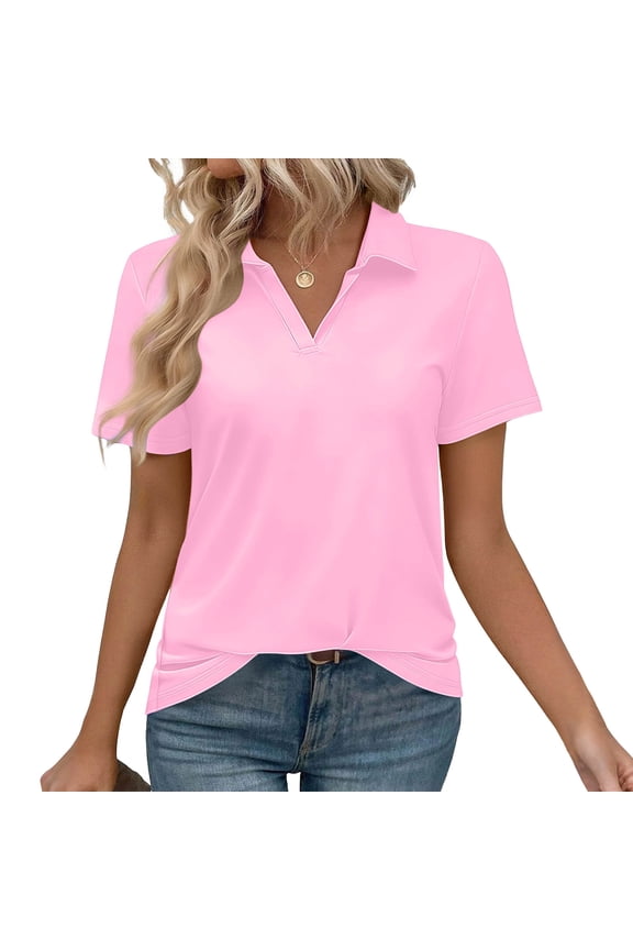 Polo Shirts for Women Trendy Tunic Tops Plain Comfy Dressy Casual Short Sleeve Ladies T Shirts