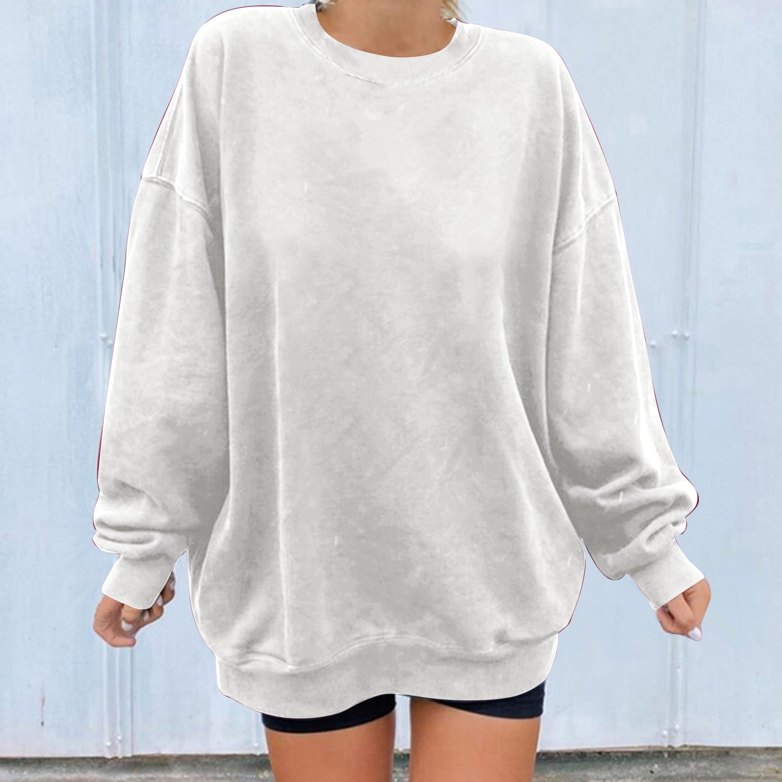 Riolio American High Street Sweatshirt Men Hiphop Hoodless Solid Long Sleeve Shirt Women Spring Autumn Urban Simple Line Stripes Top main image 0