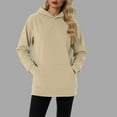 thumbnail image 1 of HOMBOM Pullover Tunic Sweatshirts for Women with Pocket Hooded Khaki Plain Trendy Long Sleeve Womens Tops, 1 of 8