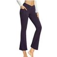 thumbnail image 1 of HOMBOM Purple Flare Leggings for Womens with Pockets High Waisted Yoga No Seam Running Activewear Soft Ladies Pants XL, 1 of 5
