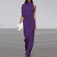thumbnail image 1 of HOMBOM Purple Women Jumpsuit Colorful Sleeveless Solid Color Round Neck Wide-leg Jumpsuit S, 1 of 6