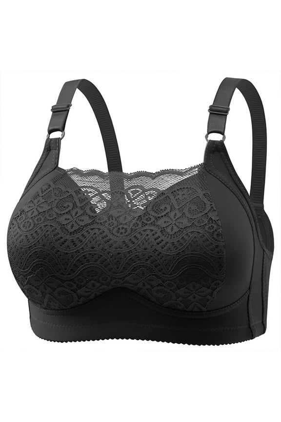 Push-Up Sports Bras for Women Daily Wear Lightly Lined Wire-Free Convertible Black Daily Bra L