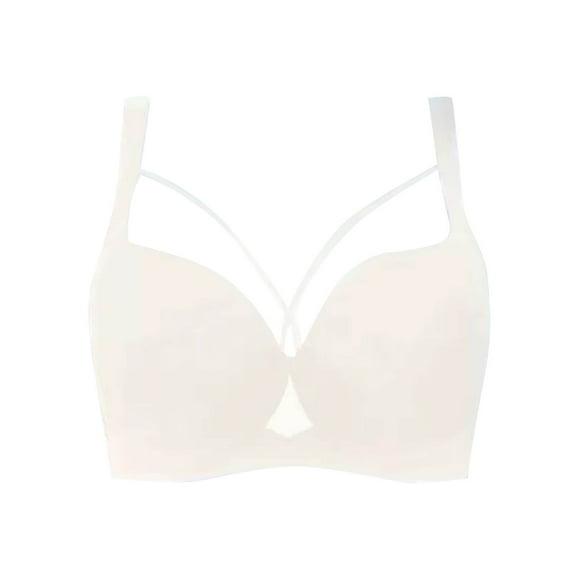 HOMBOM Push-Up Womens Bras Full-Figure Wireless Comfort Brassiere No Underwire Full Coverage White Spaghetti Straps Bras 36B