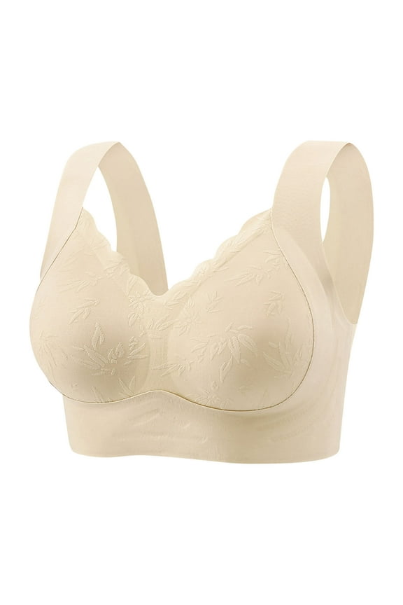 Push-Up Womens Bras Soft Full-Figure Soft Cup Plus Size Brassiere White Lifting Wireless Bras 44ABC