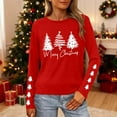 thumbnail image 1 of HOMBOM Red Shirts for Women Long Sleeve Casual Crewneck Christmas Snowman Fall Ladies T Shirts, 1 of 9