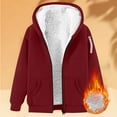 thumbnail image 1 of HOMBOM Red Sweatshirt for Women Hooded Fleece Heavyweight Fall Zip-Up with Pocket Long Sleeve Womens Jackets Solid, 1 of 9