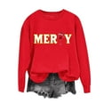thumbnail image 1 of HOMBOM Red Sweatshirts for Women Essentials Greflying Graphic Christmas Merry Xmas Crewneck Ladies Sweatshirt Cozy, 1 of 6