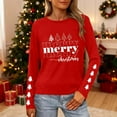 thumbnail image 1 of HOMBOM Red Tops for Women Christmas Dressy Casual Long Sleeve Crewneck Merry Christmas Xmas Fall Females T Shirts, 1 of 9