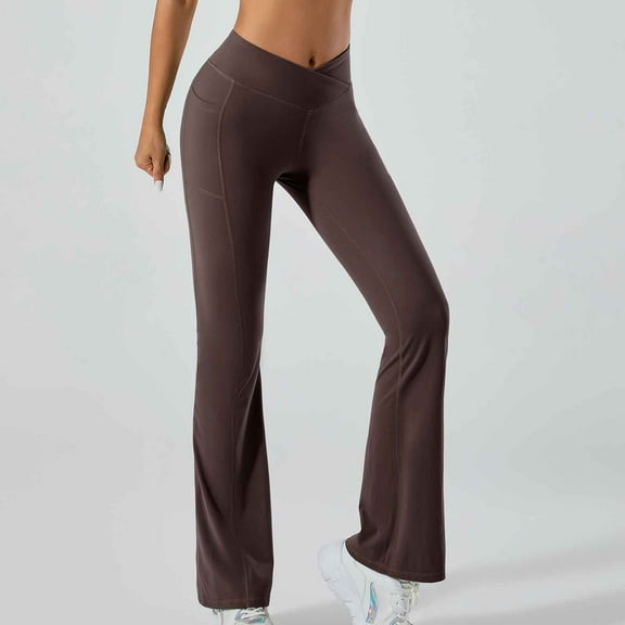 HOMBOM Seamless Flare Leggings for Womens Athletic Coffee Fitness Buttery Soft High Waist Ladies Pants L