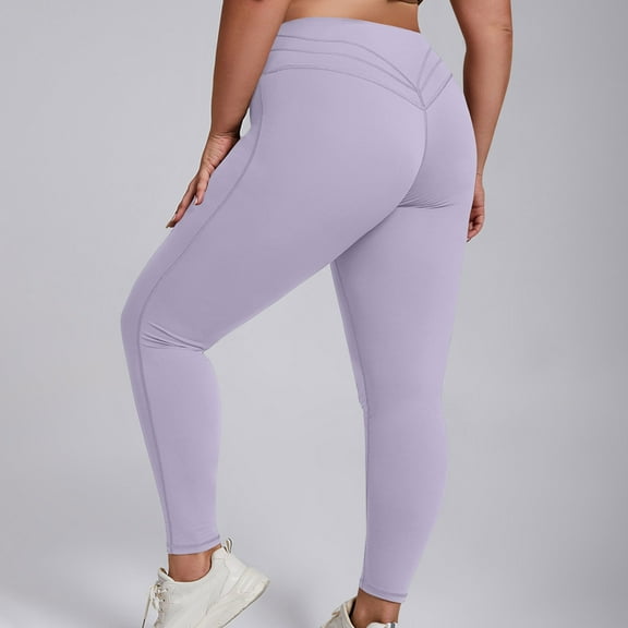 HOMBOM Seamless Leggings for Womens Purple Plus Size Yoga Activewear High Waisted Ladies Pants 3XL