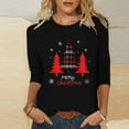 thumbnail image 1 of HOMBOM Shirts for Women Christmas Western Crewneck 3/4 Sleeve Black Reindeer Vintage Xmas Womens Tee Shirts, 1 of 5