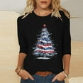 thumbnail image 1 of HOMBOM Shirts for Women Crewneck Outfits Christmas 3/4 Sleeve Holiday Snowflakes Xmas Females T Shirts Black, 1 of 5