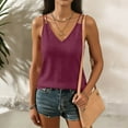 thumbnail image 1 of HOMBOM Shirts for Women Summer Tank Tops V Neck Sleeveless Backless Hot Pink Loose Fit Ladies T Shirts Cotton Linen, 1 of 6