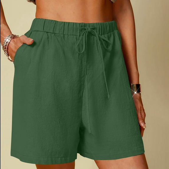 HOMBOM Shorts for Women Pack Green Wide Leg Solid Color Shorts Shorts Women XL