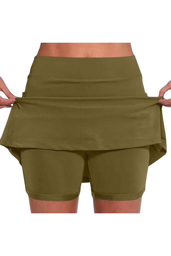 Shorts for Women Plus Size Army Green Solid Color Skort Gym Womens Shorts XXXXXL
