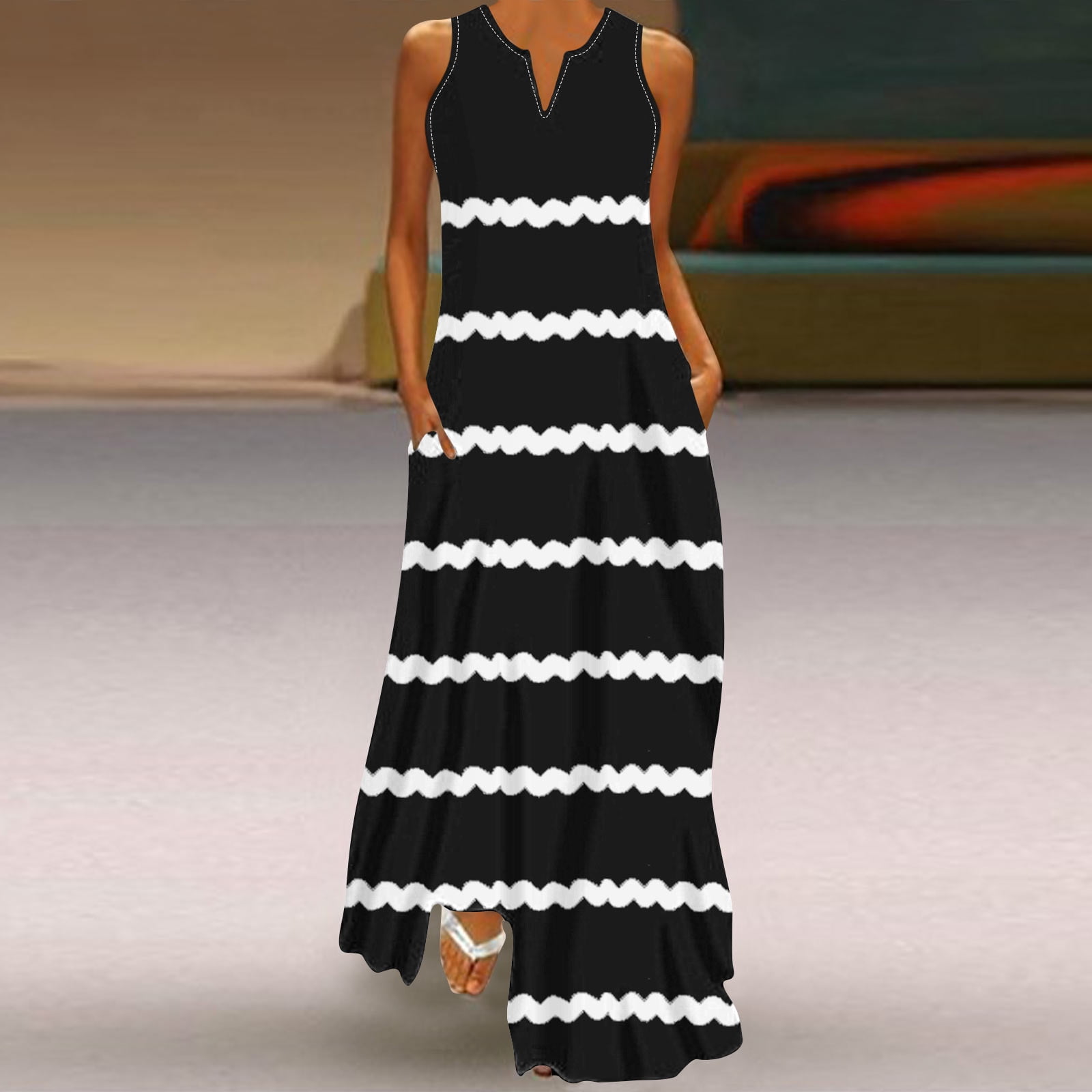 Black A-Line Sleeveless Dress