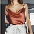 thumbnail image 1 of HOMBOM Sleeveless Camisoles Khaki V-neck Solid Silk Chiffon Casual Tops for Women Under $15 L, 1 of 9