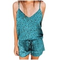 thumbnail image 1 of HOMBOM Sleeveless V-neck Leopard Print Suspender Nightdress Two-piece Set for Women Blue Size M(US:6), 1 of 9