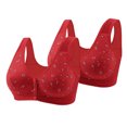 thumbnail image 1 of HOMBOM Soft Bras for Women Front Closure Soft Cup 2 Pack Bras Multipack Comfortable Red Full-Figure Brassiere 36BC, 1 of 2