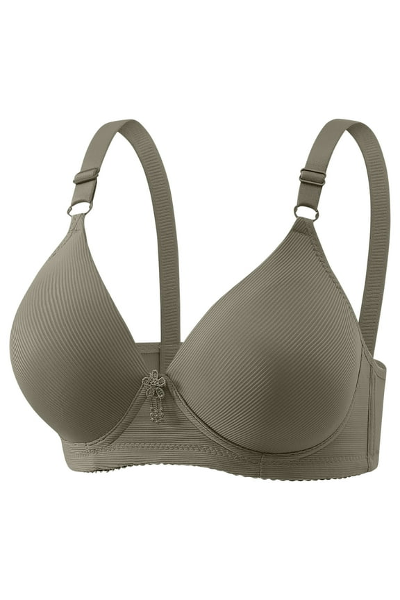 Unlined Bras for Women Bralette 2025 New Soft Cup Brassiere Spaghetti Straps Wireless Dark Gray Basic Bras 38C