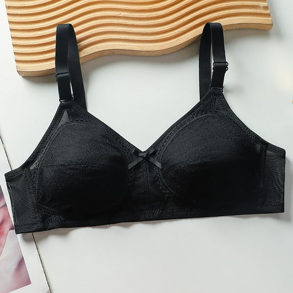 HOMBOM Spring Bras for Women Push-Up Lightly Lined Full-Figure Bras Wireless Everyday Black Spaghetti Straps Brassiere 38C