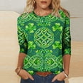 thumbnail image 1 of HOMBOM Spring St.Patricks Day Shirts for Women Irish Graphic Tees Green 3/4 Sleeve Shamrock Print Crewneck Ladies Tshirts Cute, 1 of 5