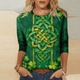 thumbnail image 1 of HOMBOM St.Patricks Day Shirts for Women Irish Graphic Tees Green Crewneck Shamrock Print 3/4 Sleeve Ladies Tshirts Cute, 1 of 5