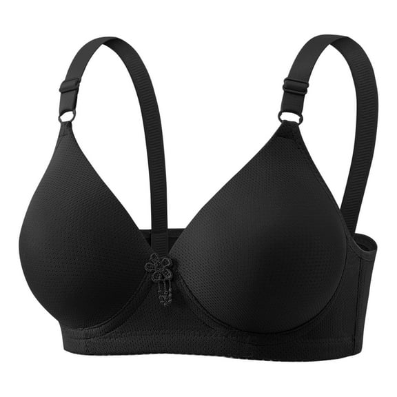HOMBOM Summer Bras for Women Soft Cup Unlined Bralette Bras Black Comfort Wireless Spaghetti Straps Brassiere 38C