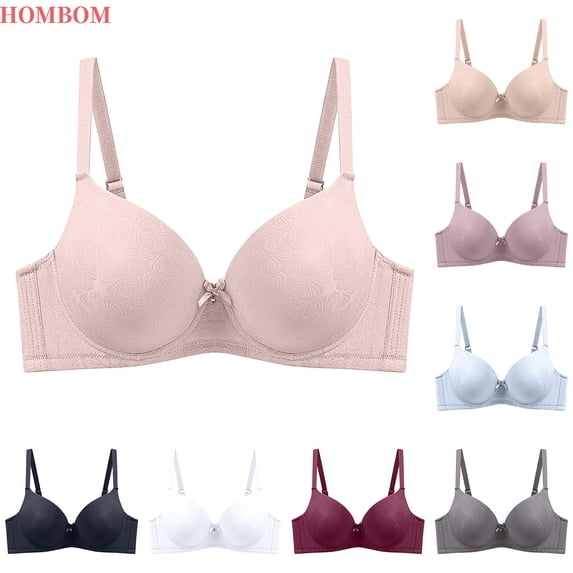 HOMBOM Plus Size Bras for Women Unlined Push-Up Bralette Soft Brassiere Wireless Breathable Beige Spaghetti Straps Bras 38D