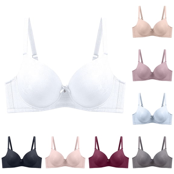 HOMBOM Unlined Bras for Women Push-Up Bralette Plus Size No Underwire Bras White Wireless Spaghetti Straps Everyday Brassiere 38D