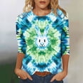 thumbnail image 1 of HOMBOM Summer T-Shirts for Women Graphic Tees Easter 3/4 Sleeve Crew Neck Bunny Print Young Womans Tops Soft, 1 of 4